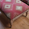 Carved Rectangular Wool Kilim Footstool