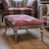 Carved Rectangular Wool Kilim Footstool