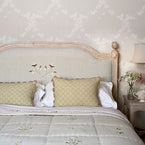 Superking Upholstered Headboard in Embroidered Grey Rosebud