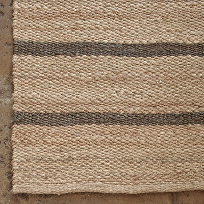 Large Charcoal Stripe Hemp Rug - SALE