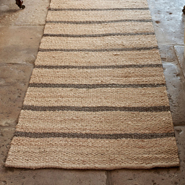 Ex-Display - Charcoal Stripe Hemp Rug - Small