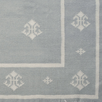 Hand-woven Fleur de Lis Kilim - Pale Smokey Blue - Large