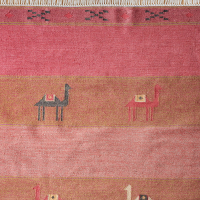 Hand-woven Wool Kilim - Camels &amp; Stripes - Medium