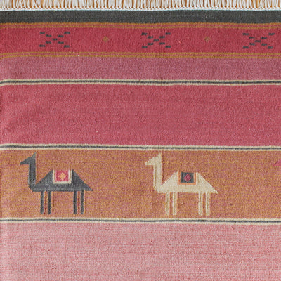 Hand-woven Wool Kilim - Pushkar Rose - Medium