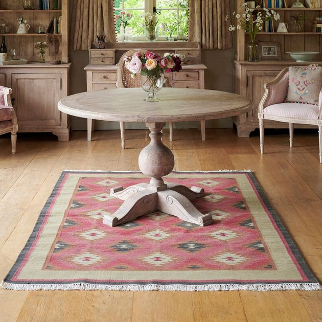 Hand-woven Wool Kilim Rose Ragini - Large