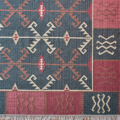 Hand-woven Wool Kilim - Blue Serrif - Extra Large