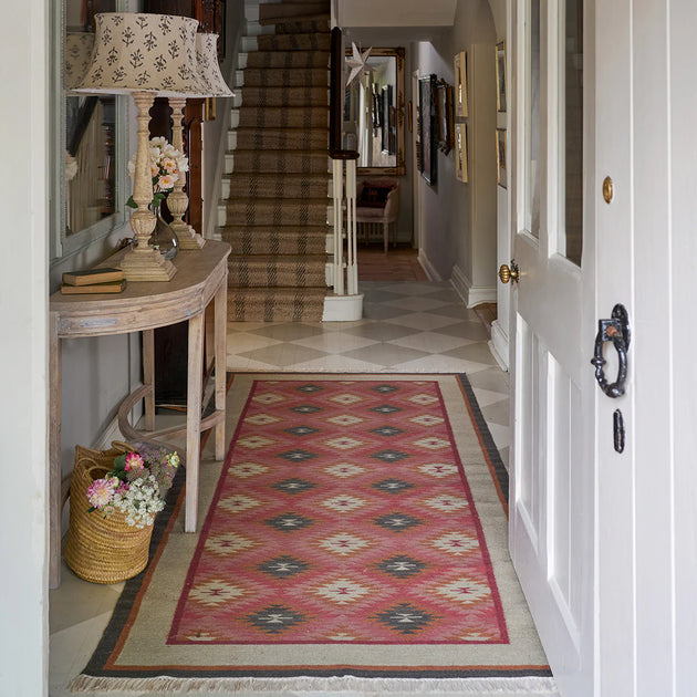Rose Ragini - Wool Kilim Runner