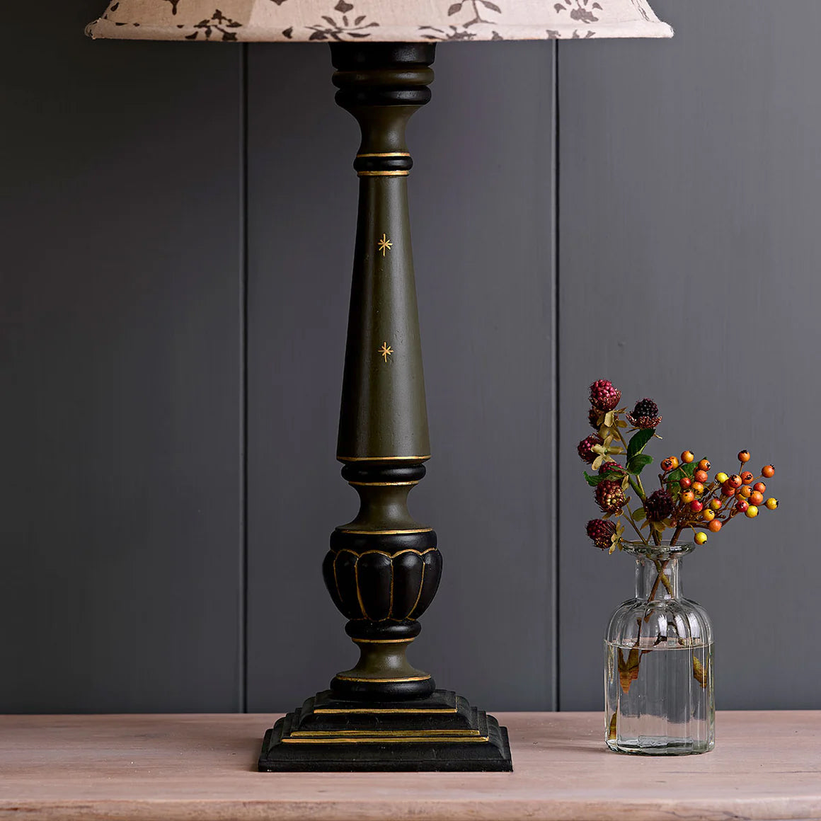 Painted Jodhpur Lamp Base - Dark Olive
