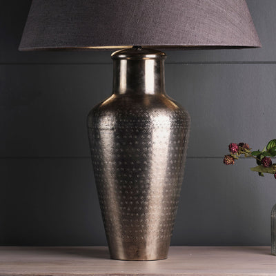 Hammered Silver Metal Lamp Base