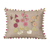 Hollyhocks Embroidered Linen Cushion