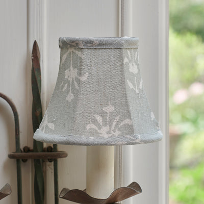 Smokey Blue Moonflower Linen Framed Lampshade - 5&quot;