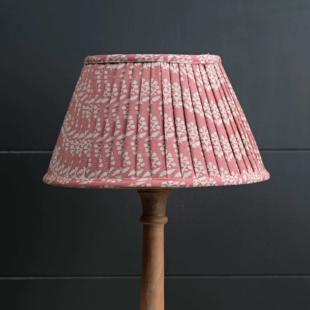 Rose Sprig 14" Pleated Linen Lampshade