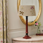 Embroidered Saffron Linen Auriculas 14" Lampshade