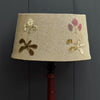 Embroidered Saffron Linen Auriculas 14" Lampshade