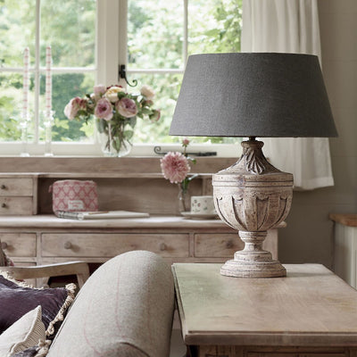 Plain Charcoal Linen Empire 16&quot; Lampshade (Gold Lining)