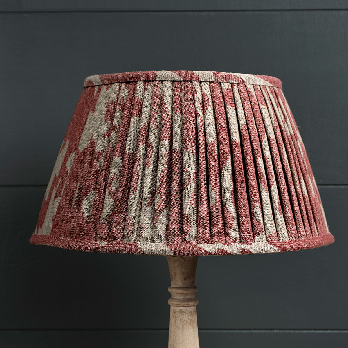 Stonewashed Red Sacha Pleated Linen Lampshade