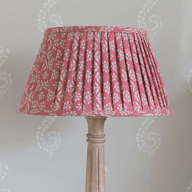 Rose Sprig 14" Pleated Linen Lampshade