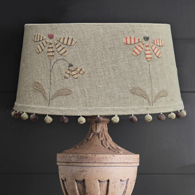 Embroidered Rustic Linen Echinacea 16&quot; Lampshade