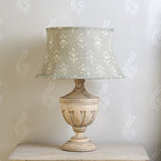 Reverse Smokey Blue Moonflower 16" Framed Linen Lampshade