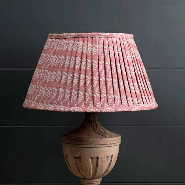 Rose Sprig 14" Pleated Linen Lampshade