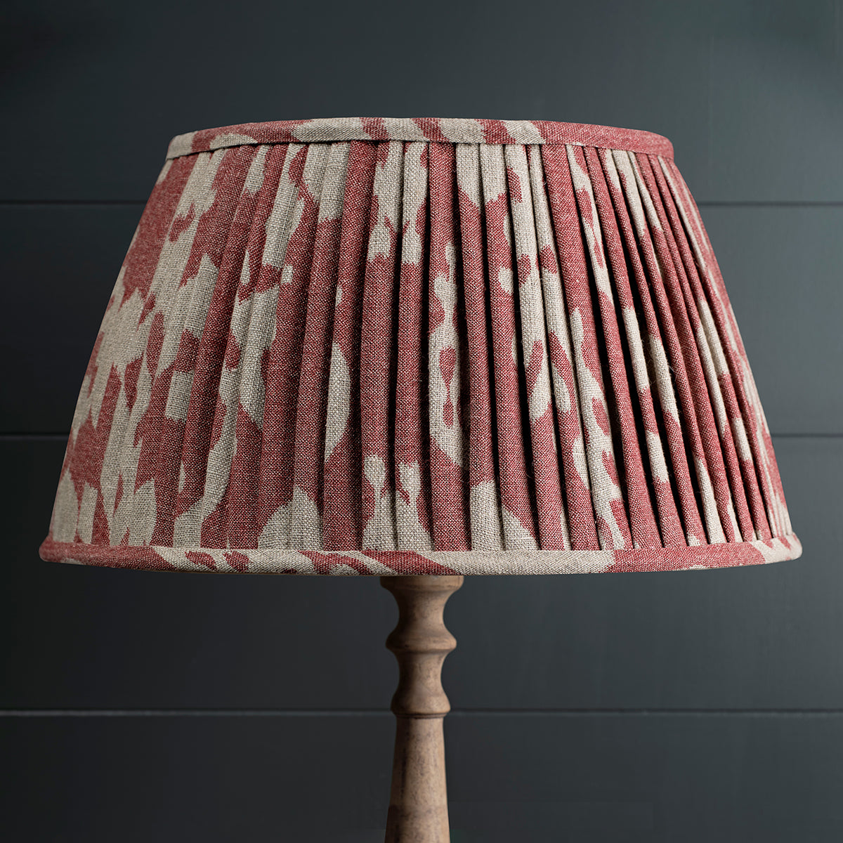 Stonewashed Red Sacha Pleated Linen Lampshade
