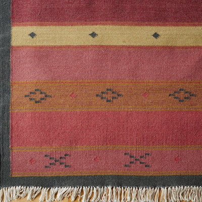 Hand-woven Wool Kilim - Damson Jaisalmer Stripe - Small