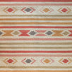 Carved Square Kilim Footstool - Saffron Olive Stripe