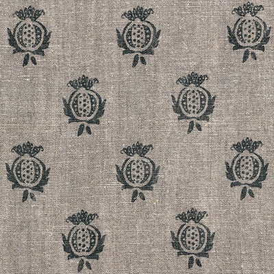 Small Non Returnable Sample of Indigo Pomegranate Rustic Linen