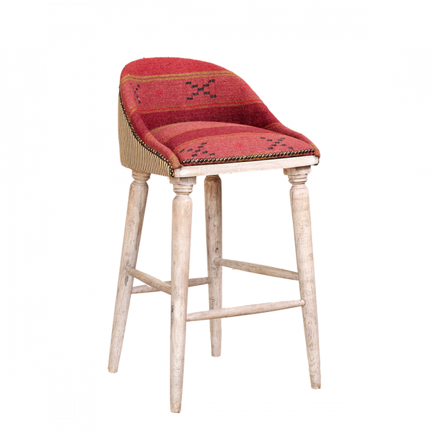 Jaisalmer Stripe Kilim Upholstered Bar Stool