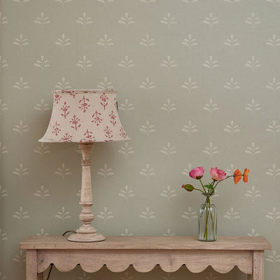 Celadon Ivory Leaf Wallpaper