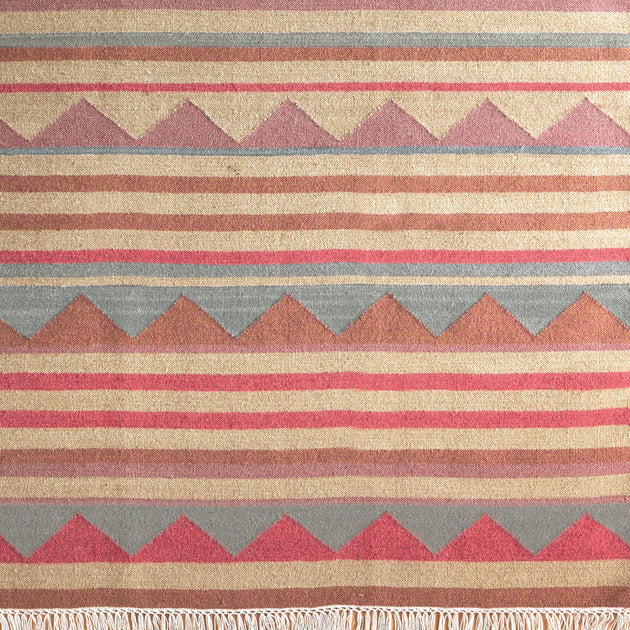 Hand-woven Wool Kilim - Blue Biarritz - Medium