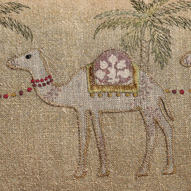 Large Golden Camels Embroidered Cushion