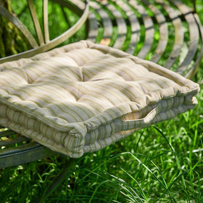 Beech Green Ticking Stripe Box Cushion