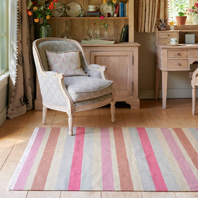 Sample  Hand-woven Wool Kilim - Smokey Blue Wide Stripe - Small