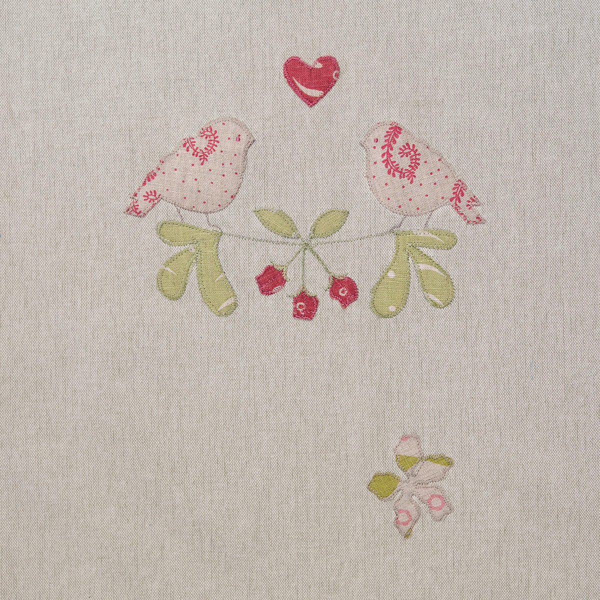 Linen Lovebirds Embroidered Panel – 126