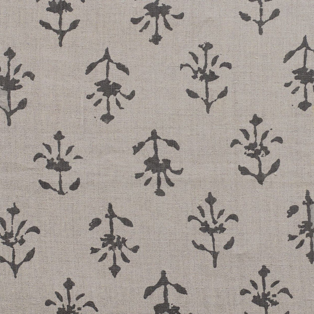 Small Sample of Charcoal Moonflower Natural Linen