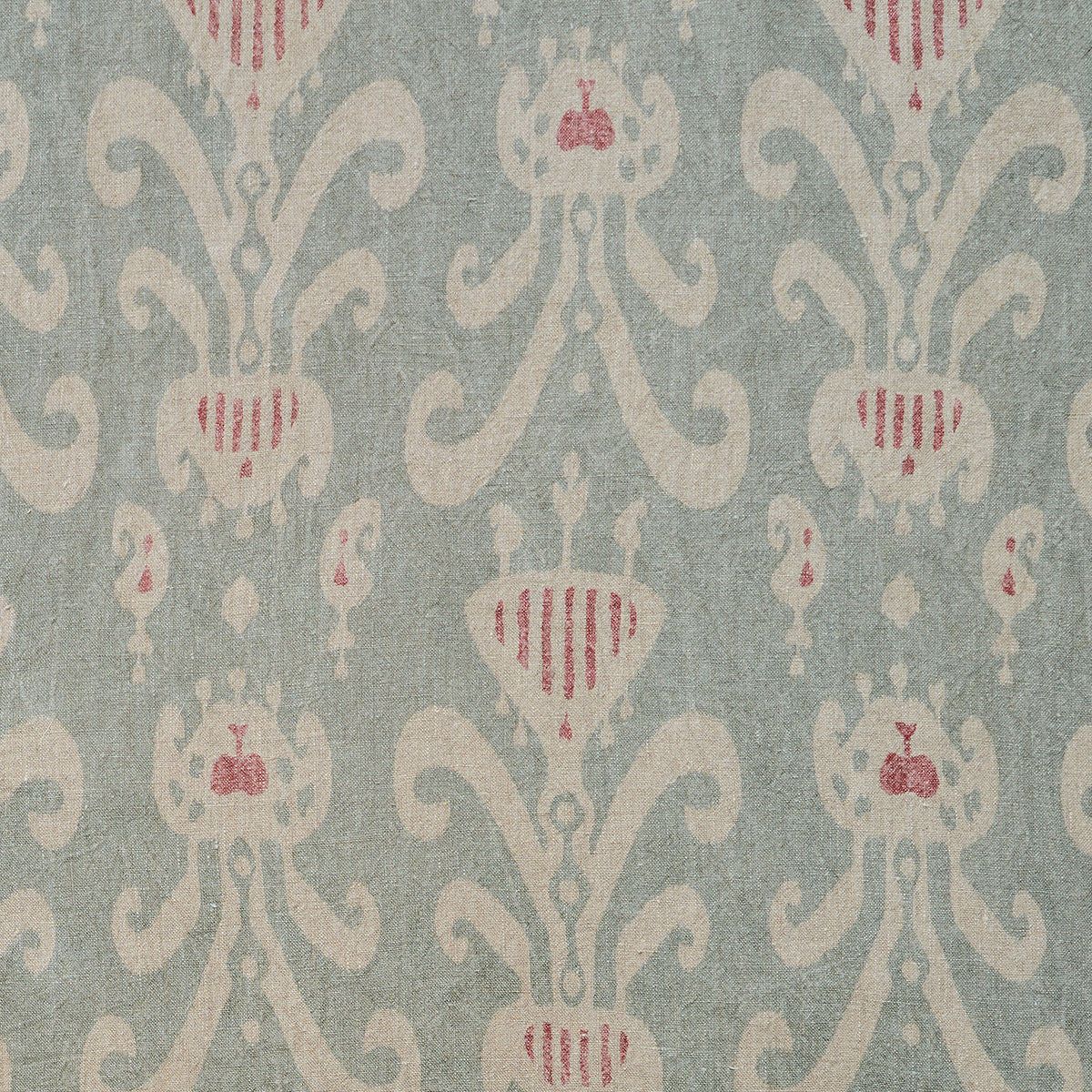Single Curtain in hand printed Smokey Blue Natasha Linen - 100cm (W) x 218cm (L)