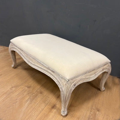 Calico Covered Cabriole Leg Footstool