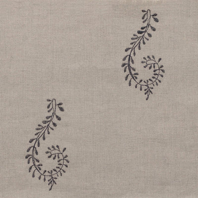 140C - Charcoal Shalini Embroidered Linen - Roll Ends
