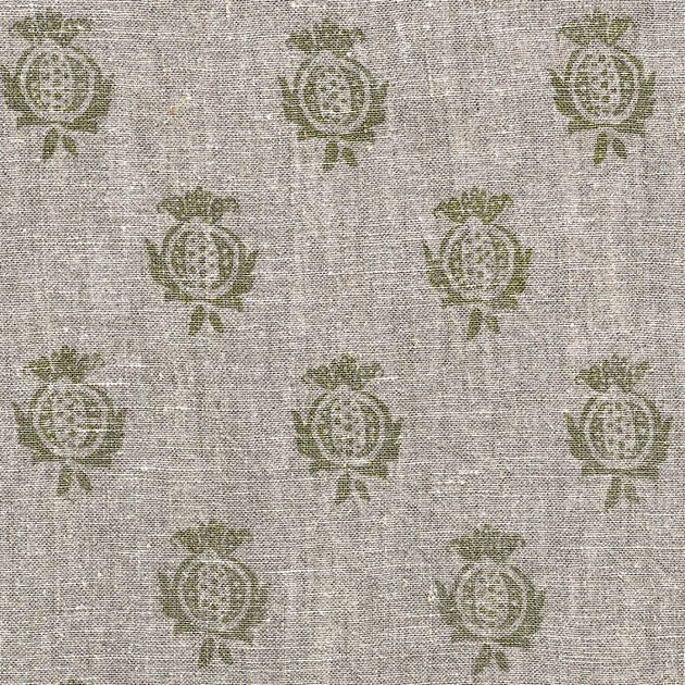 Large Returnable Sample of Olive Pomegranate Rustic Linen