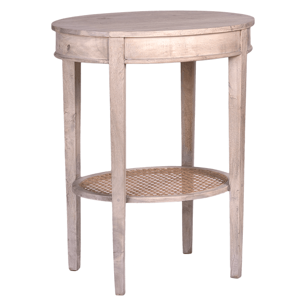 Oval Table with Caned Shelf