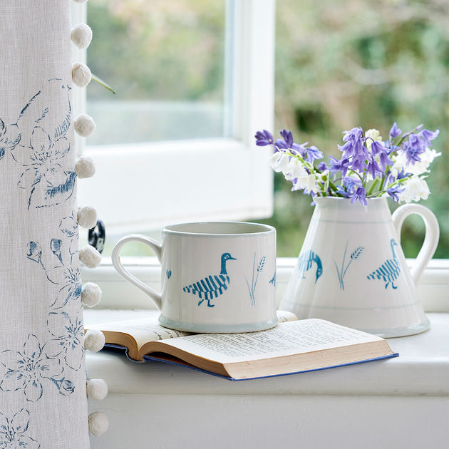 Indigo Geese in the Grass Straight Mug