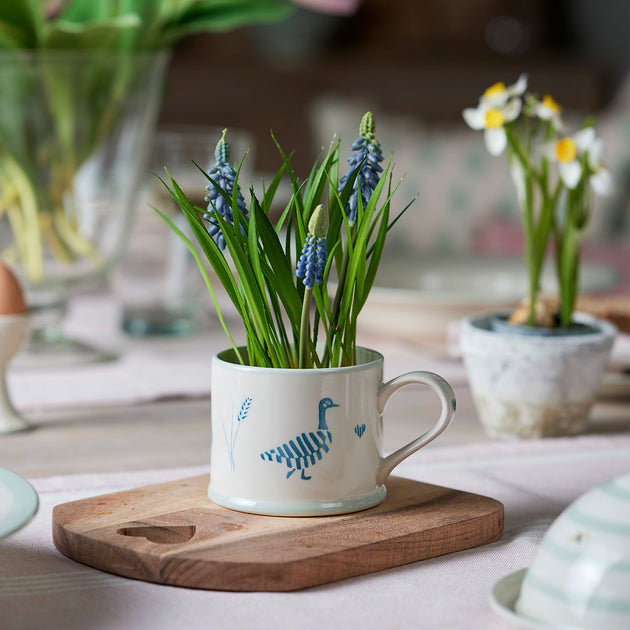 Indigo Geese in the Grass Straight Mug