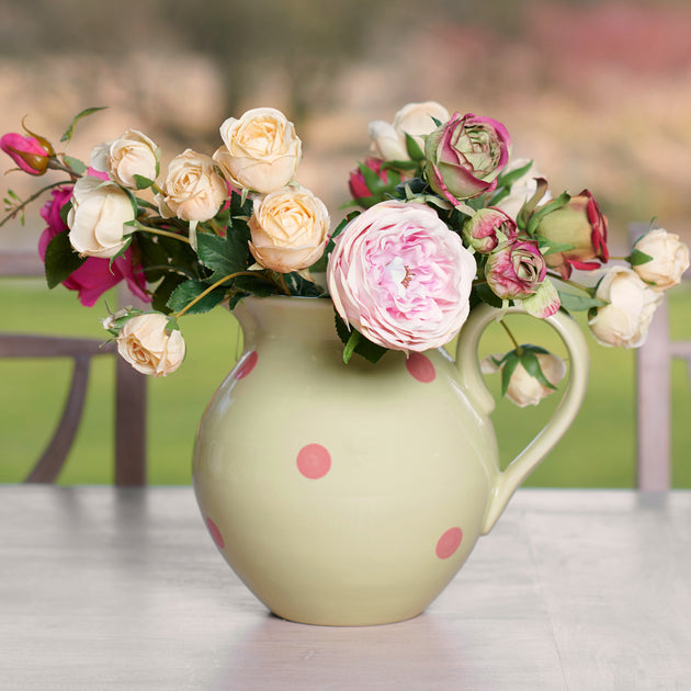 Green Rose Spot Large Round Jug