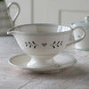 Charcoal Gustavian Sauce Boat and Saucer