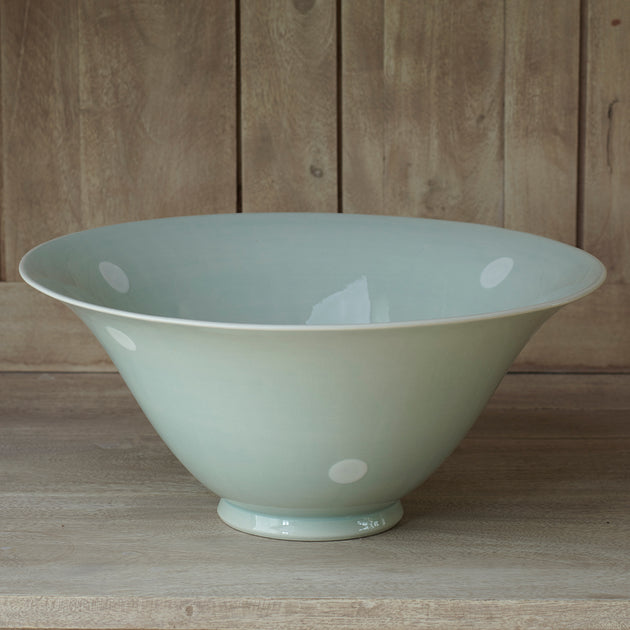 Blue White Spot Large Salad Bowl