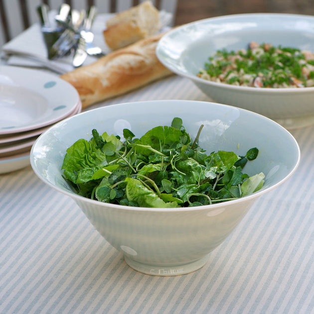 Blue White Spot Large Salad Bowl