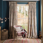 Hand-printed Blue Gold Peacocks Linen – 311