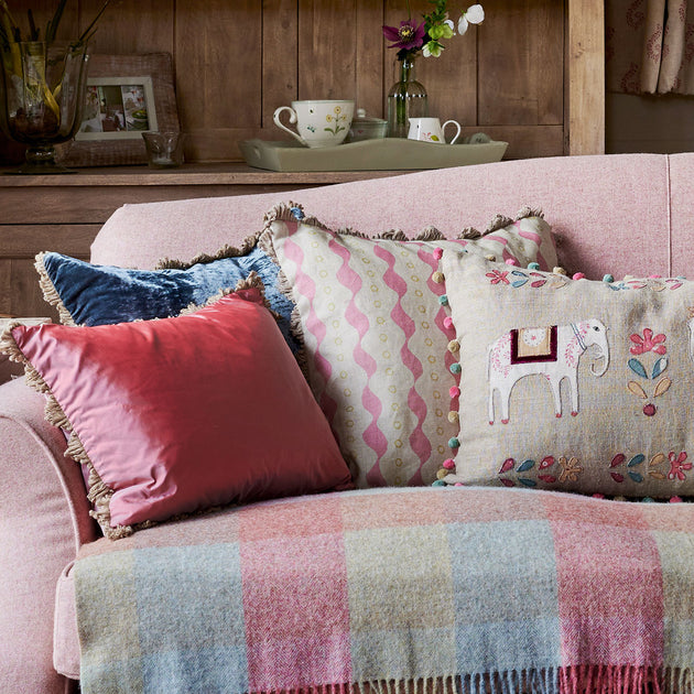 Pink Green Bloomsbury Linen Cushion