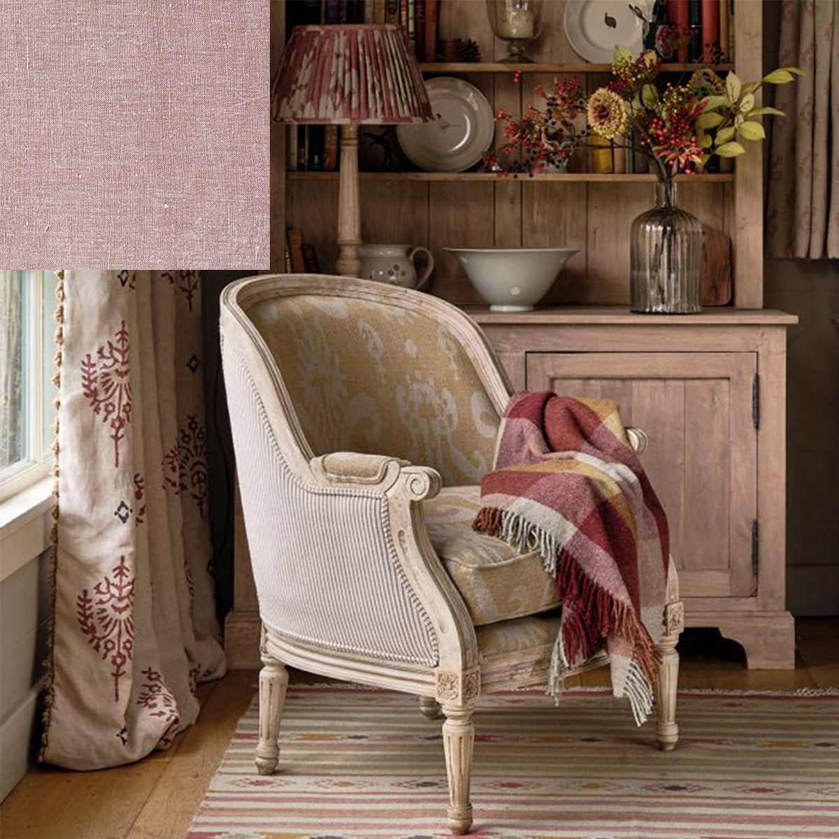 Dusky Mauve Rustic Linen Small Library Chair